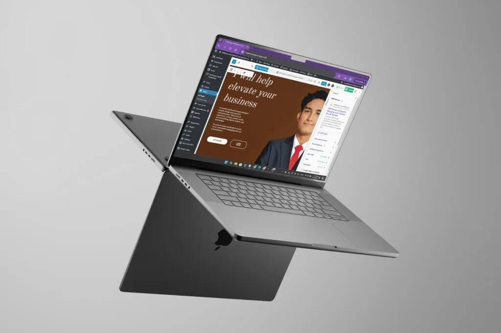 Web Designing Mockup on Silver Macbook designed by Atif Aiman