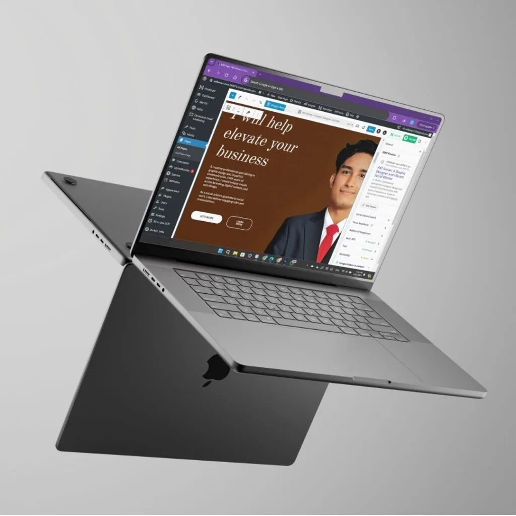 Web Designing Mockup on Silver Macbook designed by Atif Aiman